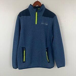 Vineyard Vines preppy sweater half zip pullover fleece-like material inside blue